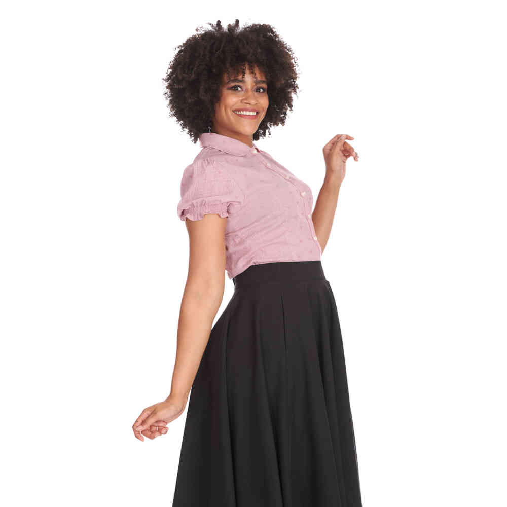 Banned - Heart On Her Sleeve Bluse - Rosa